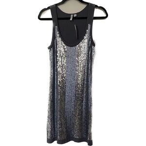 OLD NAVY Sequin Rayon Spandex Shift Grey Sleeveless Dress size XS